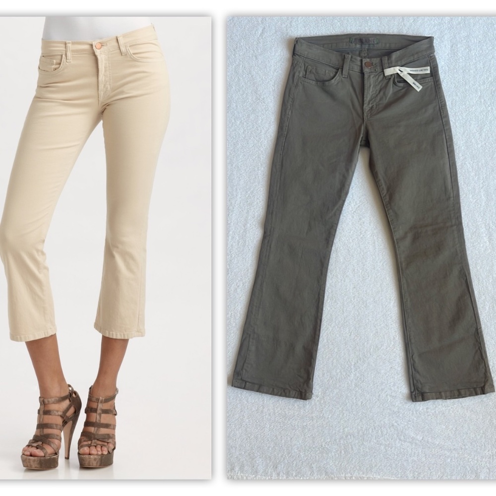 J Brand Gigi Cropped Flare Leg in Japanese Luxe Twill Jeep Khaki 25 NEW